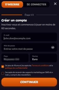 Aphrodite Casino page d'inscription