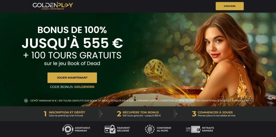 Page d'accueil GoldenPlay Casino
