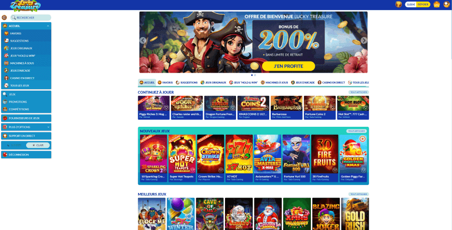 Lucky Treasure Casino page d'accueil