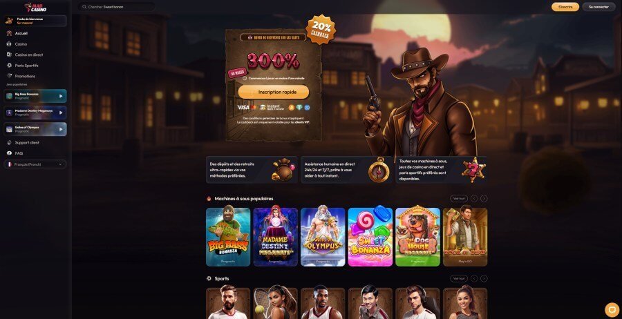 Mad Casino page d'accueil