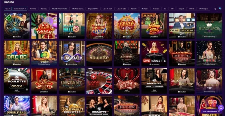 Slotrush Casino le casino en direct
