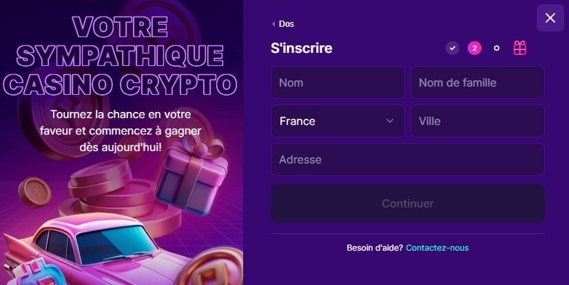 Slotrush Casino page d'inscription 2