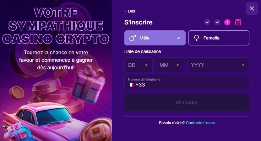 Slotrush Casino page d'inscription 3