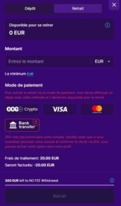 Slotrush Casino page de retrait