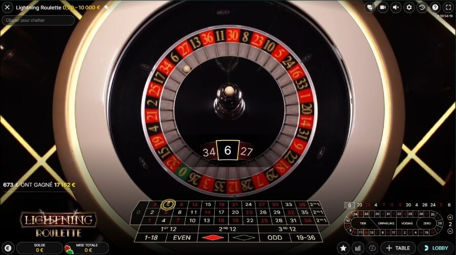 Jeux live Lightning Roulette