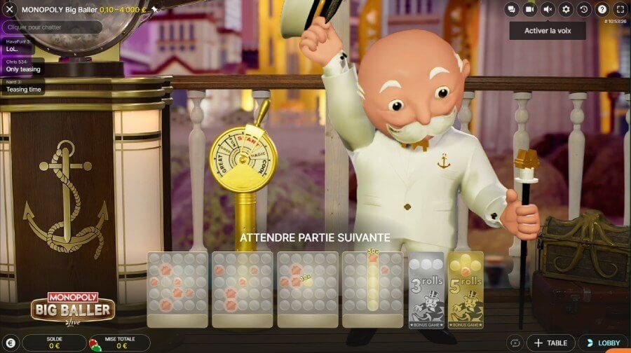 Jeux live Monopoly Big Baller