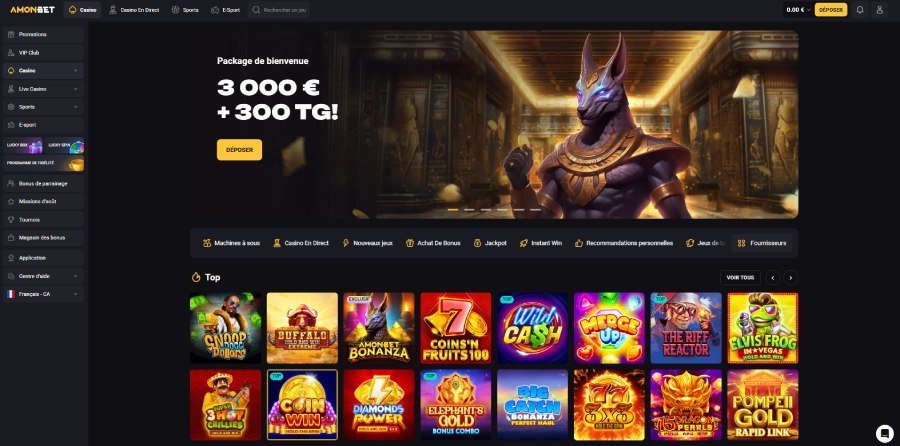 AmonBet Casino page d'accueil