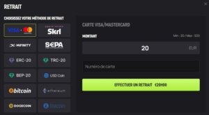 Avocasino page retrait