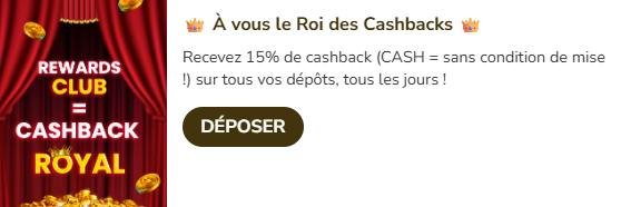 Kings Chance Casino bonus Cashback