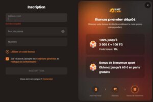 Slotlair Casino page d'inscription