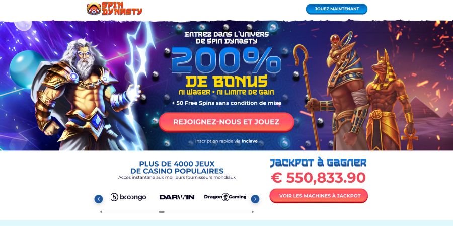 Spin Dynasty Casino accueil