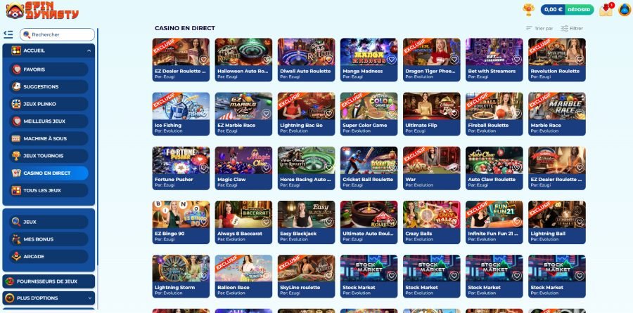 Spin Dynasty Casino live casino