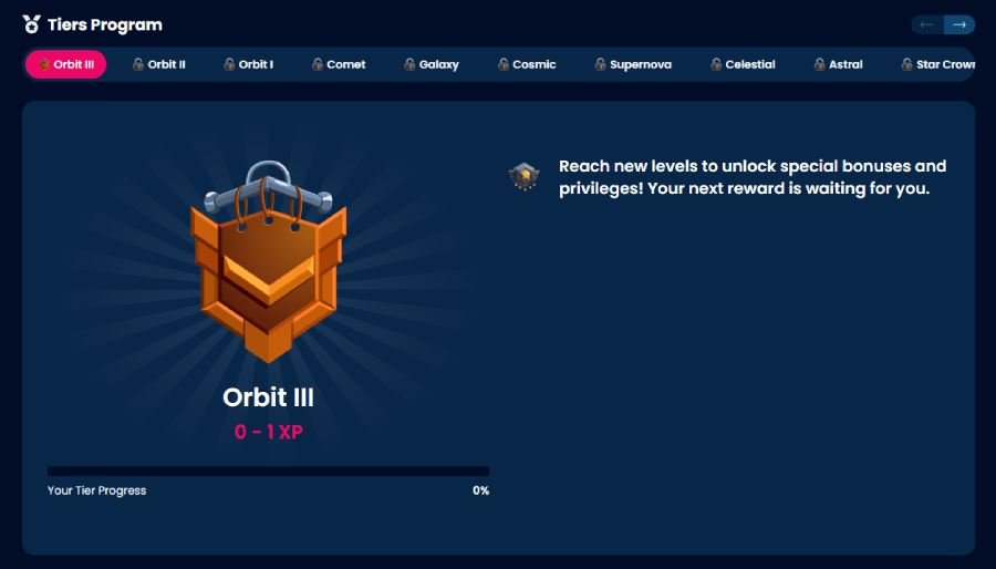 Starzspins Casino Programme VIP 1er niveau Orbit III