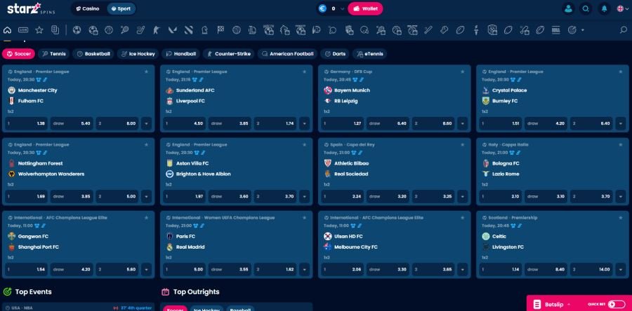 Starzspins Casino les paris sportifs