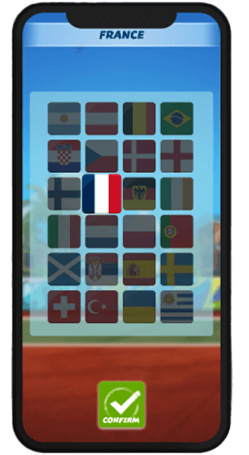 Visuel jeu du penalty sur mobile choix du pays
