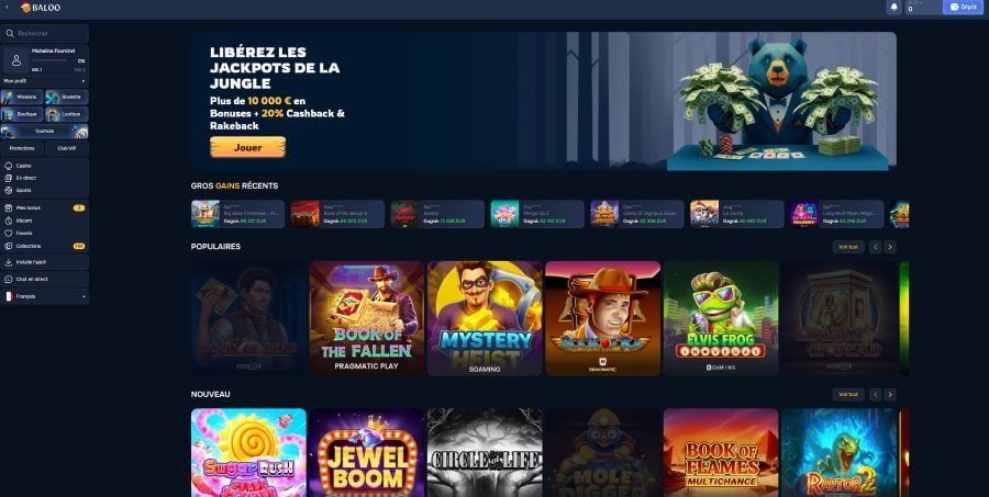 Baloo Casino accueil
