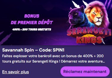 Spinlynx Casino bonus de bienvenue 1 er dépôt