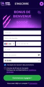 Spinlynx Casino inscription