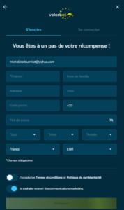 Volerbet Casino inscription2/2