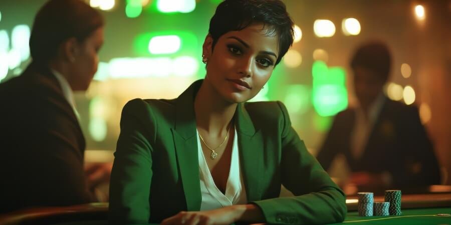 Femme qui joue au blackjack