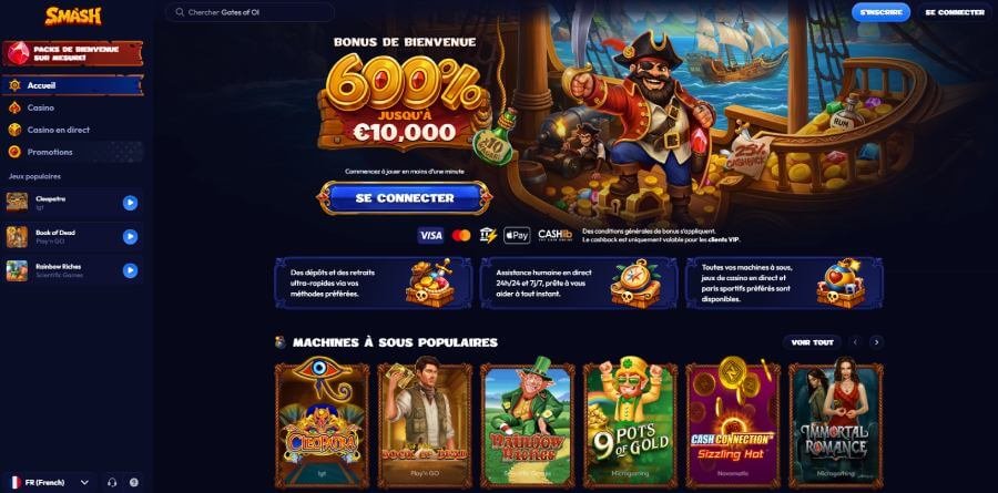 Smash casino page d'accueil