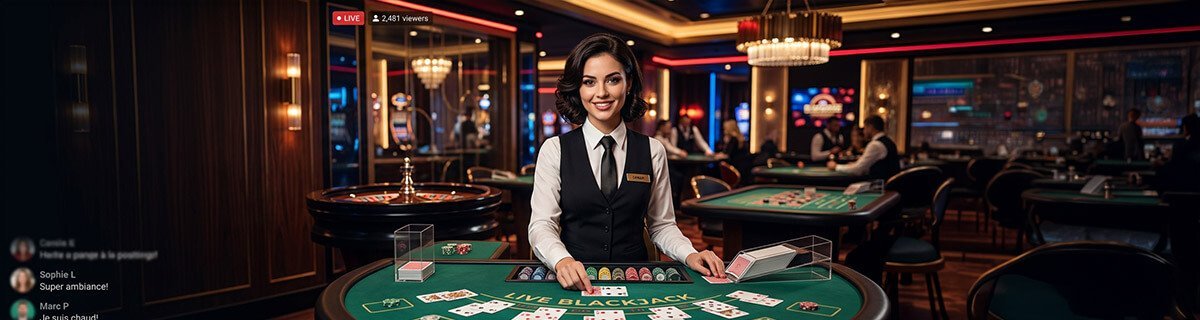 Bannière Casino live pourquoi les joueurs adorent les tables avec croupier en direct